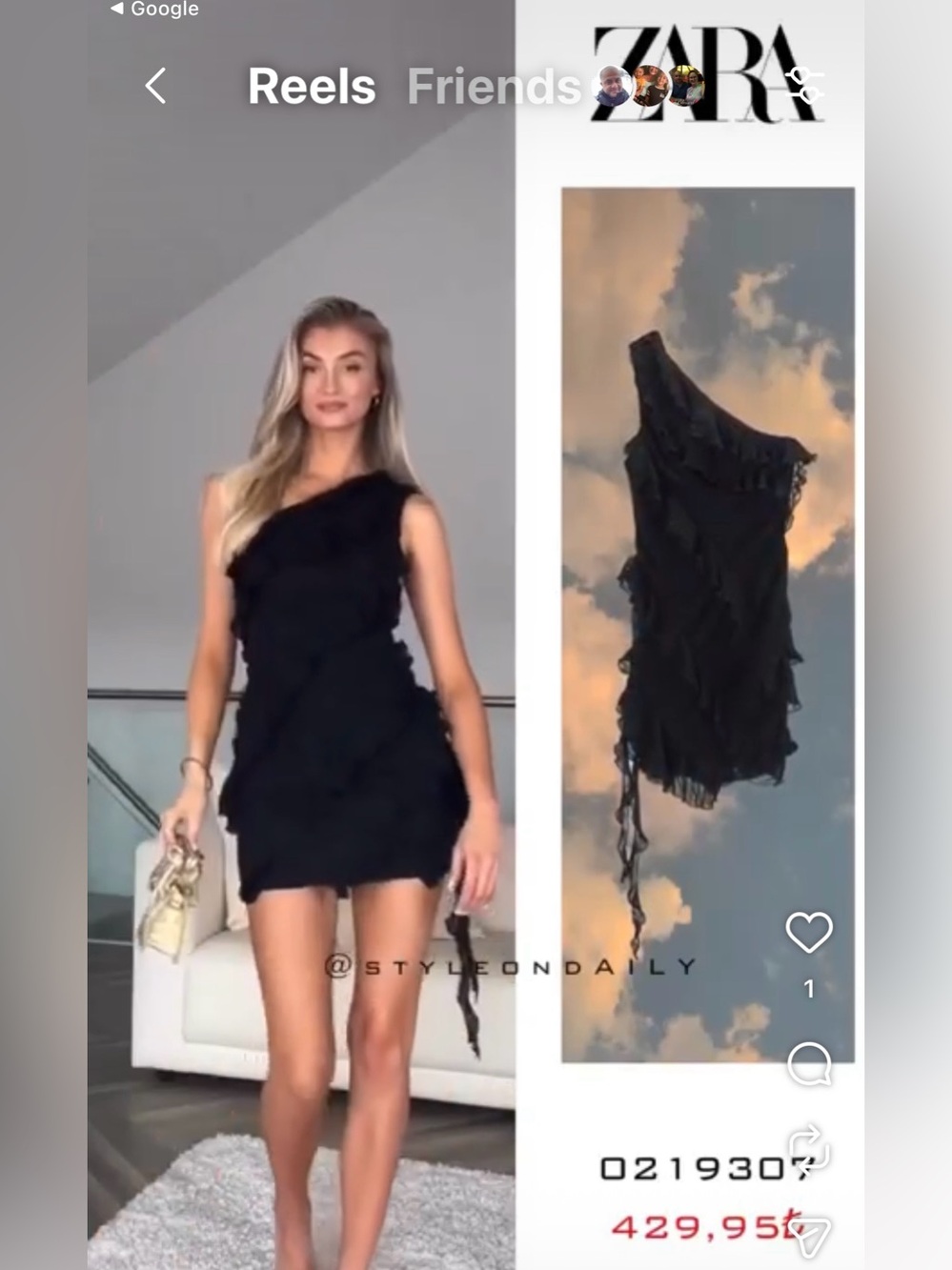 ZARA Black One-Shoulder Ruffle Mini Dress